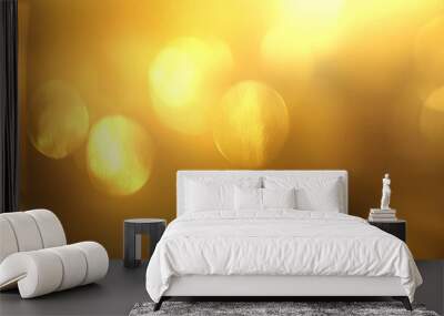 Glistening golden bokeh lights create a warm, ethereal atmosphere in this dreamy image. Wall mural