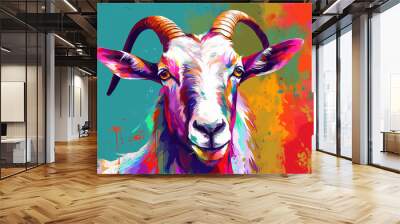 A Pop Art Style Painting of a Goat | Generative AI Wall mural