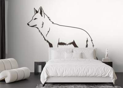 A Simple Line Drawing of a Coyote | Generative AI Wall mural