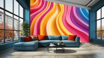 Vibrant wavy patterns in warm and cool colors create an energetic and playful abstract design. Wall mural