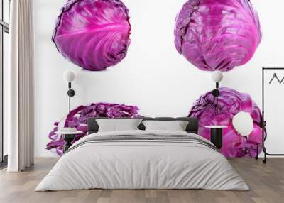 Purple cabbage isolated on white background Wall mural