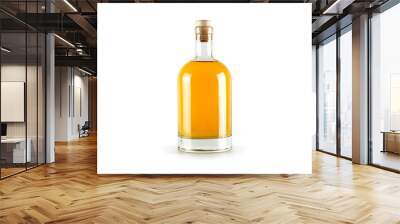 Transparent bottle with golden alcohol liquid inside isolated on white background. Wall mural