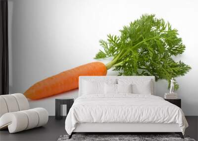 Carrot vegetable with leaves isolated on white background cutout Wall mural