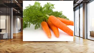 Carrot vegetable with leaves isolated on white background cutout Wall mural