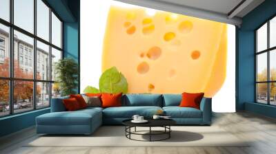 Cheese and basil leaves Wall mural