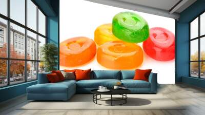 colorful fruit hard sugar candies,  boiled sweeties or sugar plums isolated on white background cutout Wall mural