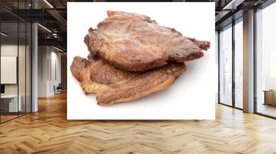 Cooked fried pork meat isolated on white background cutout Wall mural