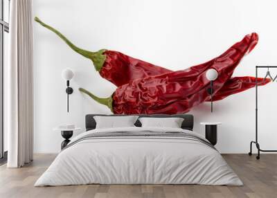 Dried red chili or chilli cayenne pepper isolated on white  back Wall mural