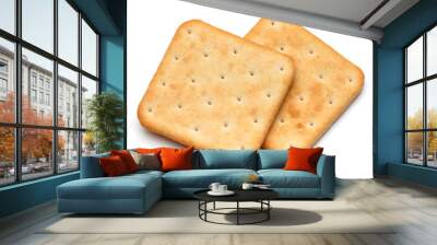 Dry cracker cookies isolated on white background cutout Wall mural