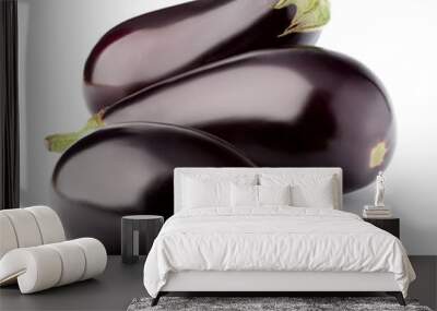 Eggplant or aubergine vegetable isolated on white background cut Wall mural