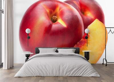 Nectarine fruit isolated on white background cutout Wall mural