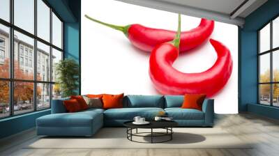 red chili or chilli cayenne pepper isolated on white  background Wall mural