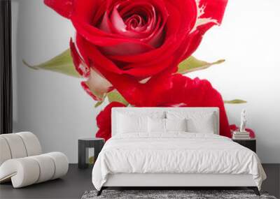 Red rose flower bouquet isolated on white background cutout Wall mural