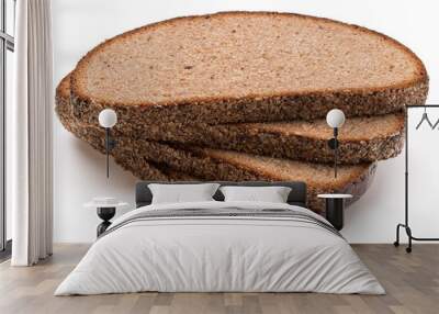 Slice of fresh rye bread isolated on white background cutout Wall mural