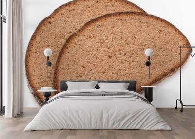 Slice of fresh rye bread isolated on white background cutout Wall mural