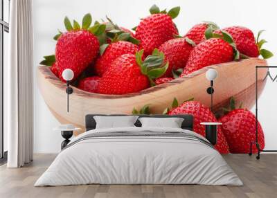 Strawberries in wooden bowl cutout Wall mural