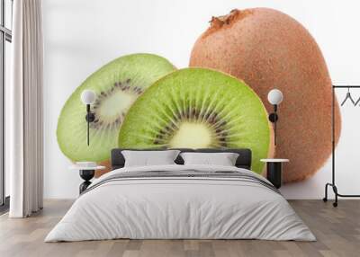 whole kiwi fruit and his segments Wall mural