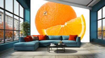 Whole orange fruit and his segment or cantle Wall mural