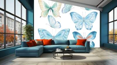 Watercolor butterfly set. Hand drawn isolated  illustration on white background Wall mural