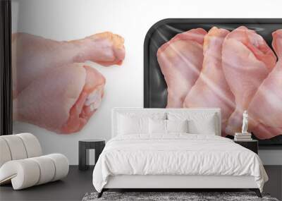 Chicken leg. Fresh meat in the package. Food 3d vector realistic Wall mural