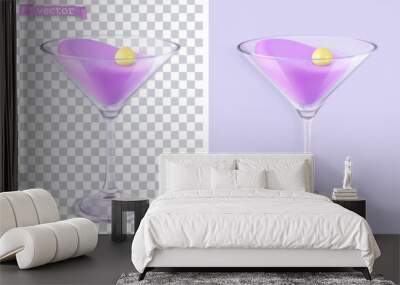 Cocktail in a transparent glass 3d vector object Wall mural