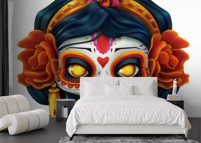 day of the dead. dia de los muertos. skull, woman 3d vector icon Wall mural