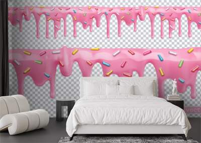 Doughnut glaze. Sweet cream. Seamless pattern. 3d realistic vector Wall mural