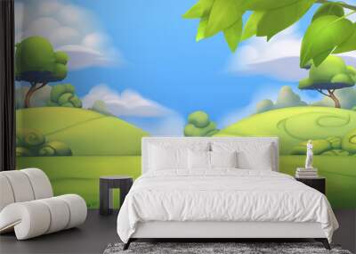 Nature landscape. Park. 3d vector background Wall mural