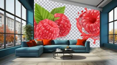 Raspberry. Sweet fruit. 3d realistic vector icon Wall mural