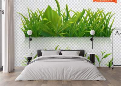 Spring. Green grass, 3d realistic vector icon set Wall mural