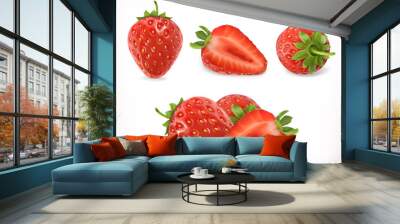 strawberry. sweet fruit. 3d vector icons set. realistic illustration Wall mural