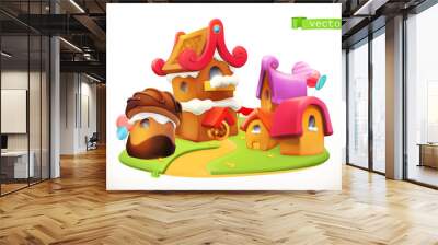 Sweet houses. 3d vector icon Wall mural