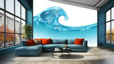 Wave of water and bubbles, 3d vector Wall mural