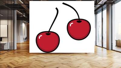 Cherry isolated on white background. Cherry healthy vitamins. Wall mural