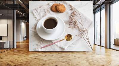 Small cup of coffee with cookies morning beverage food drink caffeine Wall mural