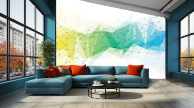  Abstract green and blue geometric background with connecting dots and lines Wall mural