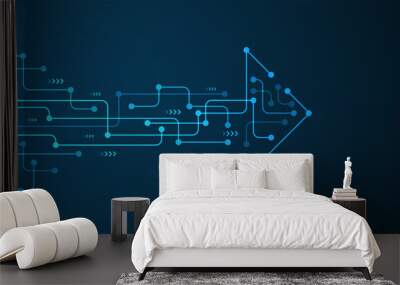 Abstract arrow direction. Technology background Wall mural