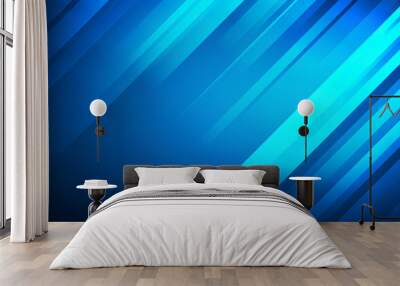 Abstract blue vector background with stripes Wall mural