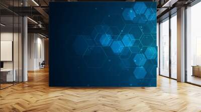 Abstract cube hexagon shape background. Digital technology concept Wall mural