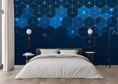 Abstract cube hexagon shape pattern background Wall mural