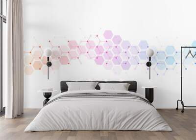 Abstract hexagonal background. Molecular structure and genetic engineering. Innovation technology. Used for design healthcare, science and medicine background Wall mural