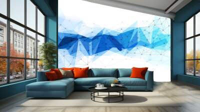 Abstract technology background with connecting dots and lines. Blue geometric background Wall mural