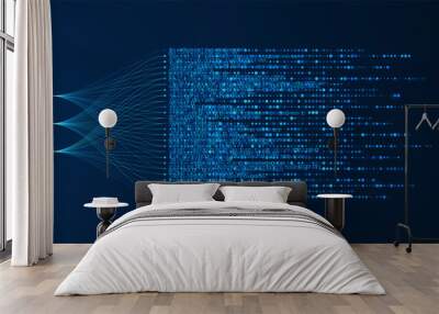 Big data visualization. Social network, financial analysis of complex databases. Data mining. Vector technology background. Information analytics concept. Wall mural