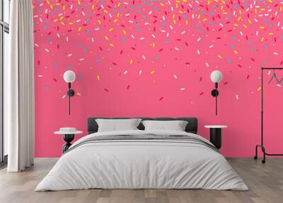 Colorful sprinkles banner background, colorful falling decorative sprinkles background Wall mural