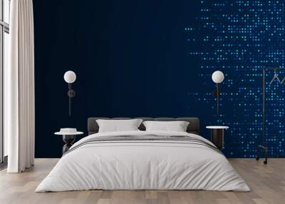 Digital technology background. Digital data dots blue pattern pixel background Wall mural