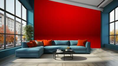 Empty red studio room, used as background for display your products Wall mural