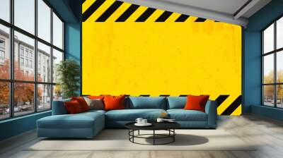 Grunge yellow and black diagonal stripes. Industrial warning background, warn caution, construction, safety Wall mural