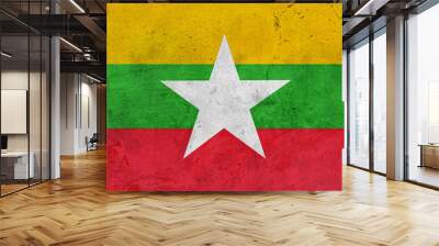 Myanmar flag with grunge texture Wall mural