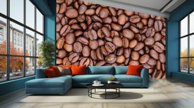 Roasted coffee beans for background Wall mural