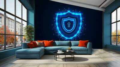 Security technology concept with shield symbol Wall mural